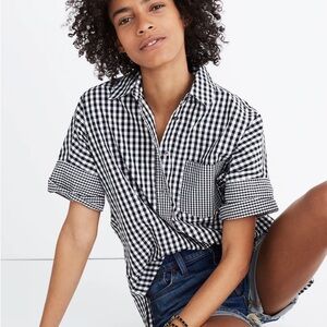 Madewell Cotton Short Sleeve Button Down in Gingham